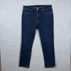 Quince Mens Dark Blue Organic Cotton Elastine Straight Jeans 36x32 Fits 36x30